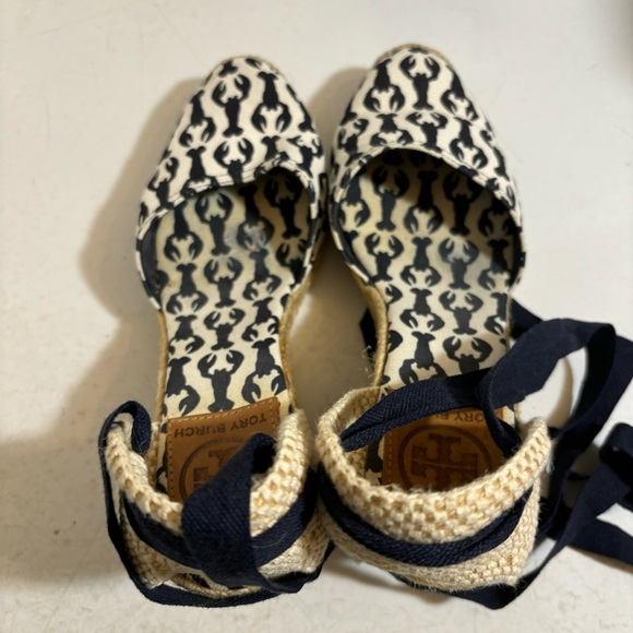 Tory Burch lobster lace up wedge sandal espadrilles in  size 38 - Picture 6 of 16